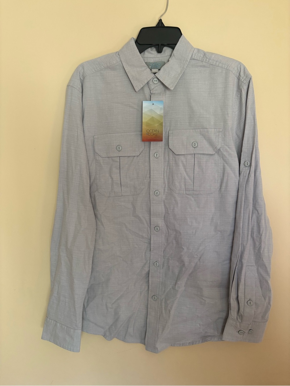 Ocean Current Men's Long-Sleeve Light Gray Button-Down Shirt